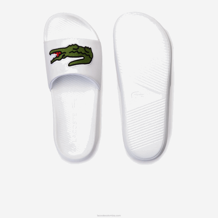 hombres Lacoste 6F241809 blanco/verde 082 chanclas sintéticas de cocodrilo
