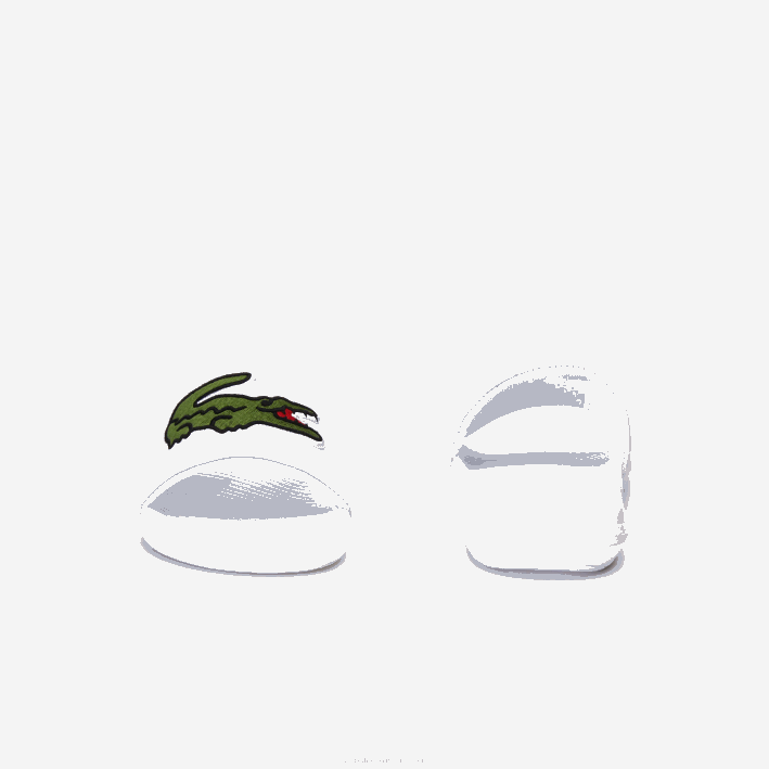 hombres Lacoste 6F241809 blanco/verde 082 chanclas sintéticas de cocodrilo