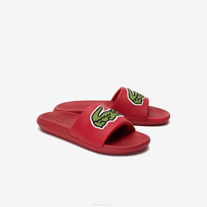 hombres Lacoste 6F241810 rojo verde t2q chanclas sintéticas de cocodrilo