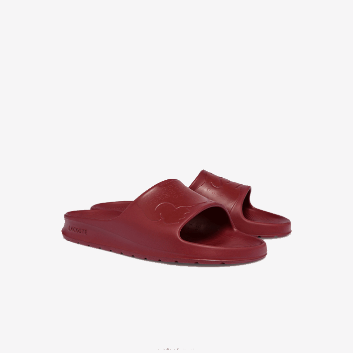 hombres Lacoste 6F241813 rojo oscuro dr2 chanclas sintéticas croco 2.0 con logo