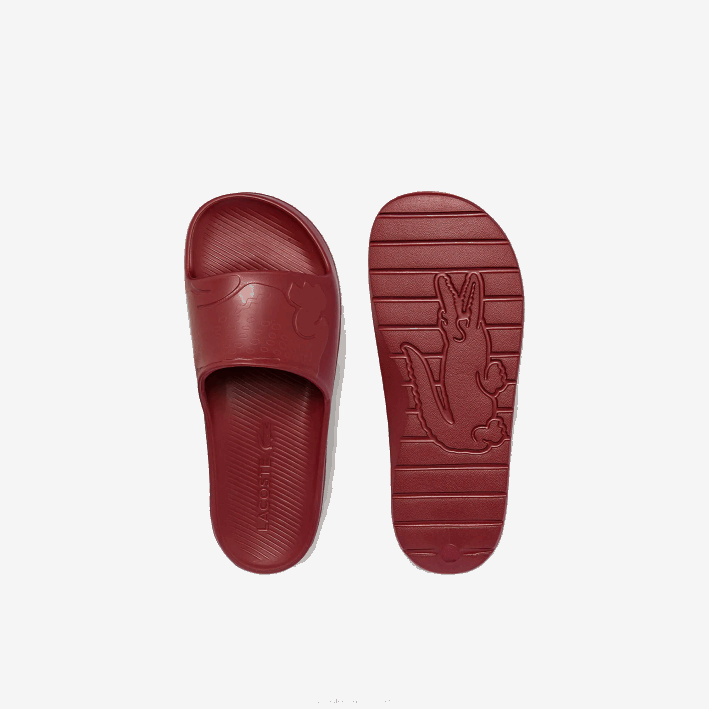 hombres Lacoste 6F241813 rojo oscuro dr2 chanclas sintéticas croco 2.0 con logo