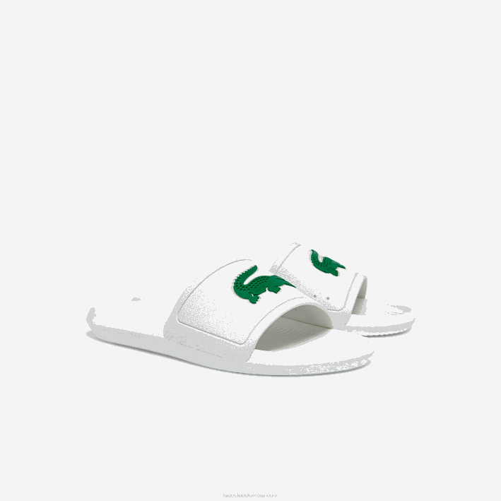 hombres Lacoste 6F241819 blanco/verde 082 chanclas sintéticas repelentes al agua croco