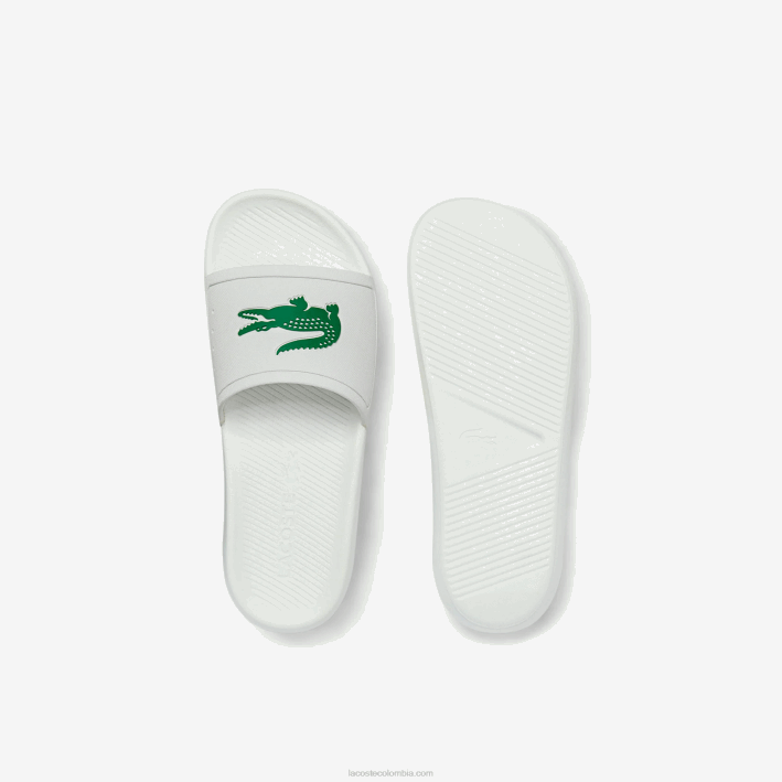 hombres Lacoste 6F241819 blanco/verde 082 chanclas sintéticas repelentes al agua croco