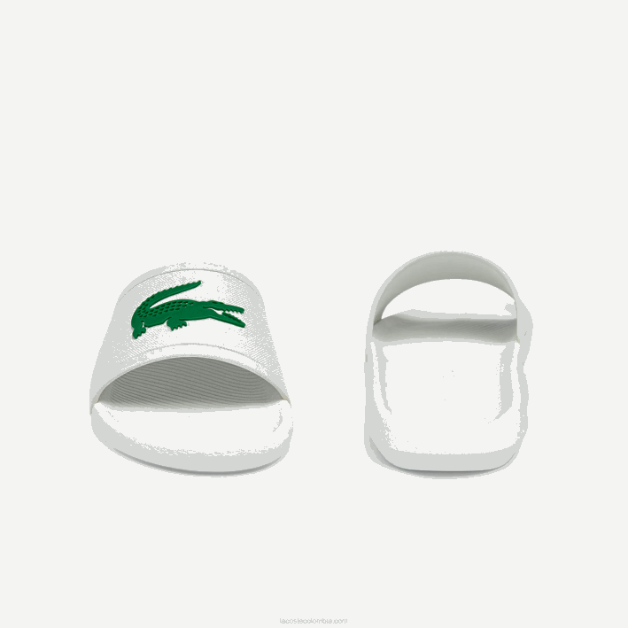 hombres Lacoste 6F241819 blanco/verde 082 chanclas sintéticas repelentes al agua croco