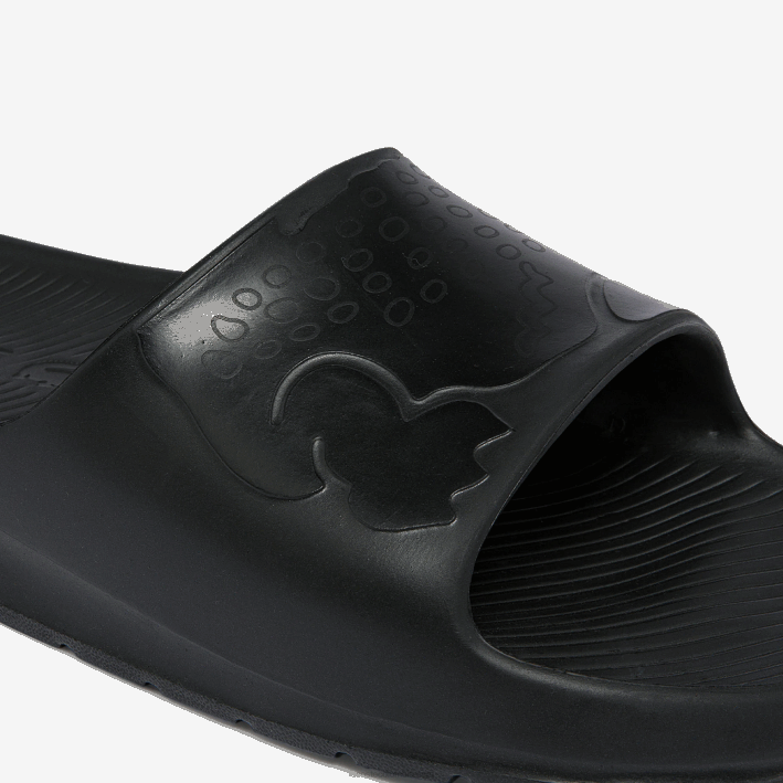 hombres Lacoste 6F241831 negro 02h chanclas de piel sintética croco 2.0 con correa del logo