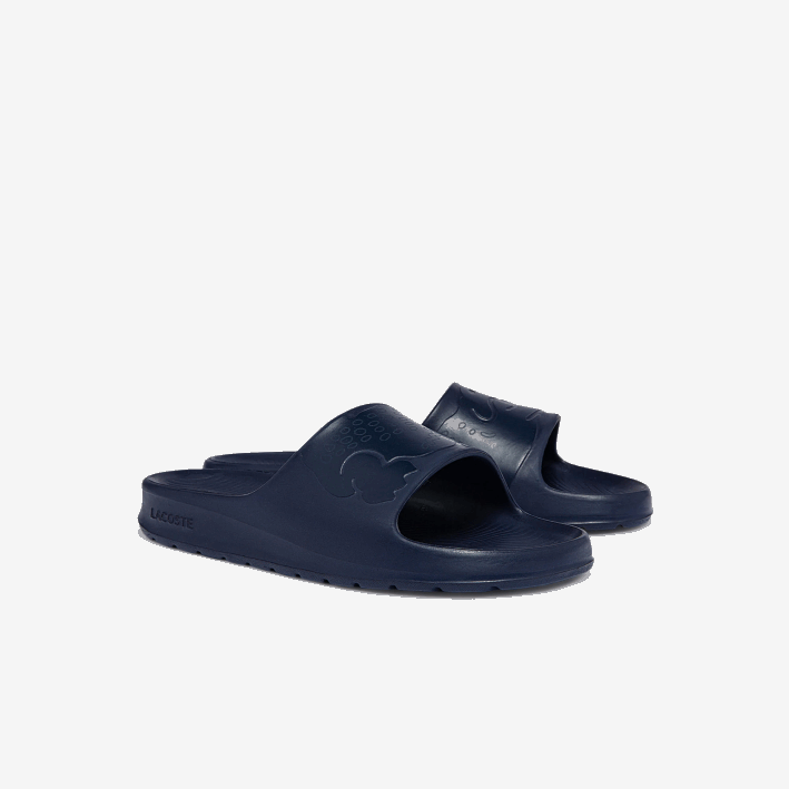 hombres Lacoste 6F241832 azul marino 95k chanclas de piel sintética croco 2.0 con correa del logo