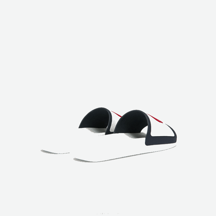 hombres Lacoste 6F241849 blanco/azul marino y rojo 407 chanclas sintéticas con correa de caucho de cocodrilo