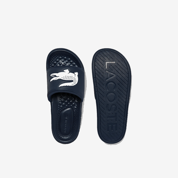 hombres Lacoste 6F241877 azul marino y blanco 092 chanclas sintéticas croco dualiste