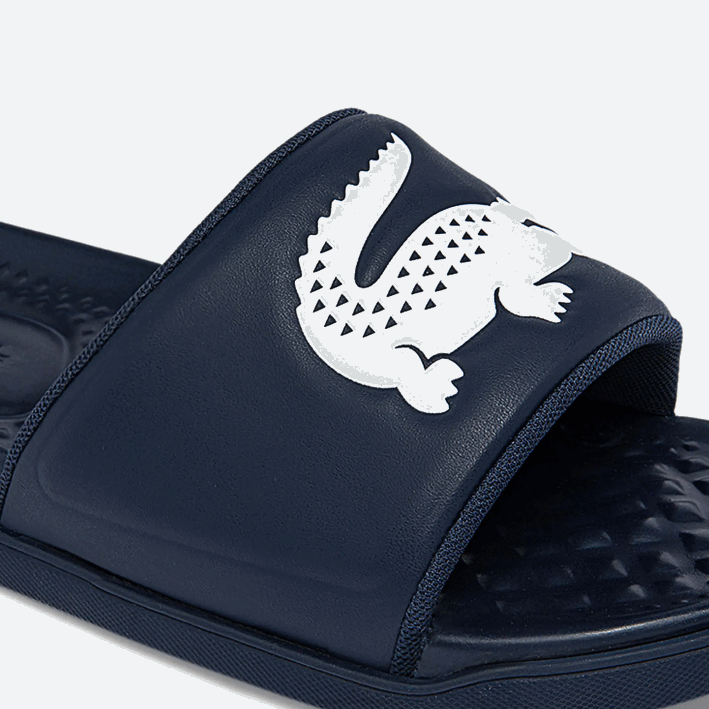 hombres Lacoste 6F241877 azul marino y blanco 092 chanclas sintéticas croco dualiste