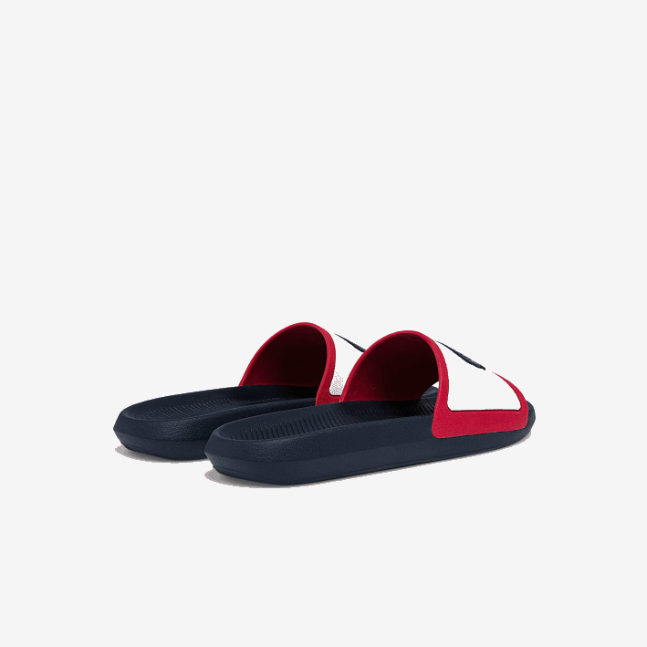 hombres Lacoste 6F241896 blanco/azul marino y rojo 407 chanclas tricolor de goma croco