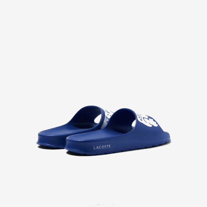 hombres Lacoste 6F241898 azul blanco 221 chanclas de piel sintética croco 2.0 con correa del logo