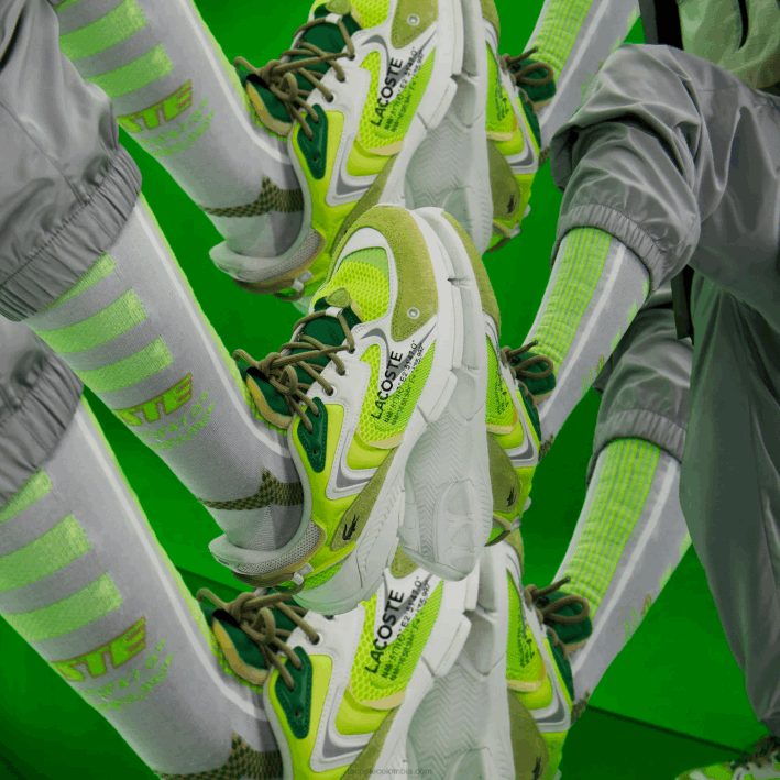 hombres Lacoste 6F241696 amarillo y blanco hueso y21 tenis l003 neo textil