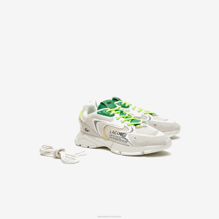 hombres Lacoste 6F241698 blanco verde wg1 tenis l003 neo textil