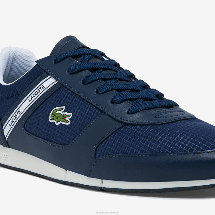 hombres Lacoste 6F241699 azul marino y blanco 092 zapatillas menerva sport de tejido y piel