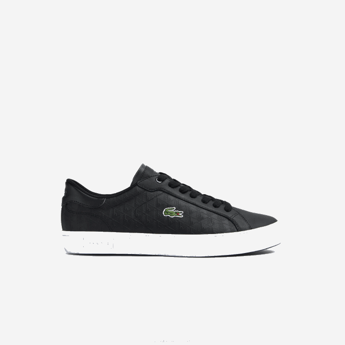 hombres Lacoste 6F241702 blanco y negro 312 zapatillas powercourt de piel hombres Lacoste 6F241702 blanco y negro 312 zapatillas powercourt de piel