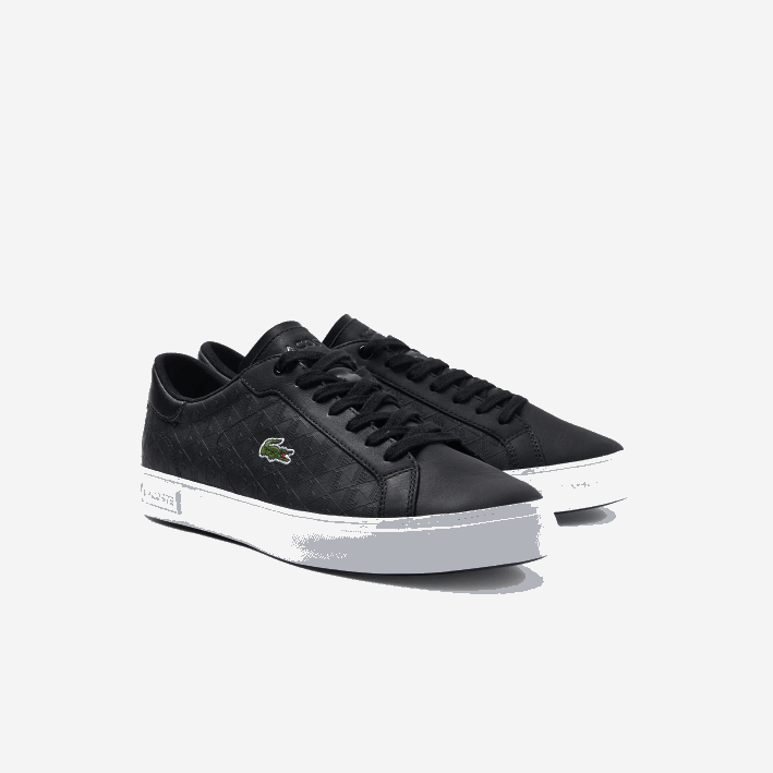 hombres Lacoste 6F241702 blanco y negro 312 zapatillas powercourt de piel