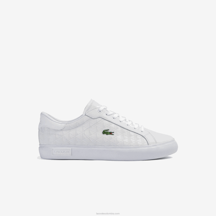 hombres Lacoste 6F241703 blanco 21g zapatillas powercourt de piel hombres Lacoste 6F241703 blanco 21g zapatillas powercourt de piel