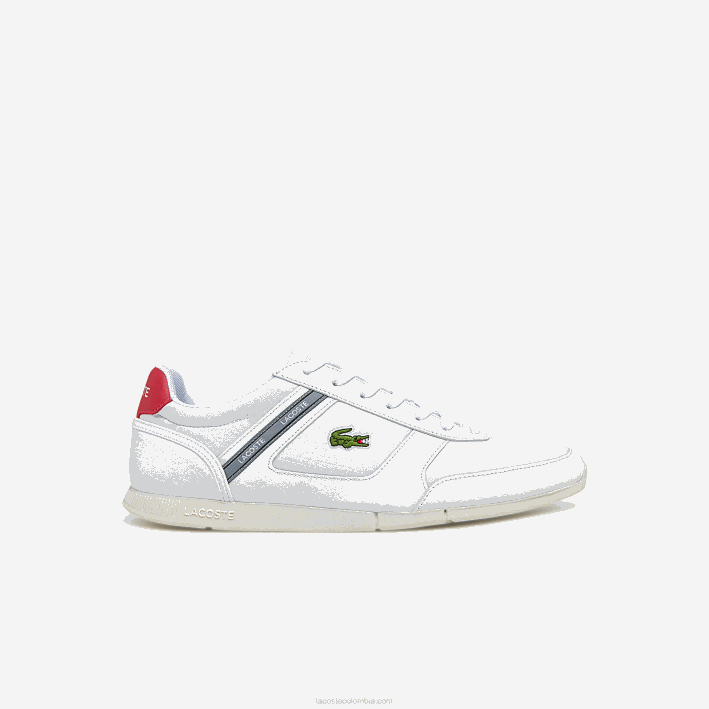 hombres Lacoste 6F241704 blanco y rojo 286 tenis menerva sport con detalle de cuero y tela hombres Lacoste 6F241704 blanco y rojo 286 tenis menerva sport con detalle de cuero y tela