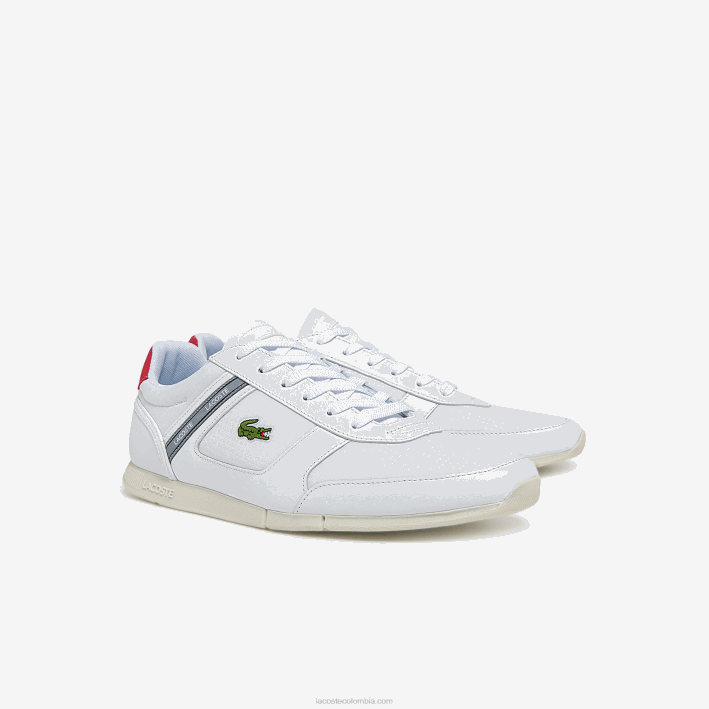hombres Lacoste 6F241704 blanco y rojo 286 tenis menerva sport con detalle de cuero y tela