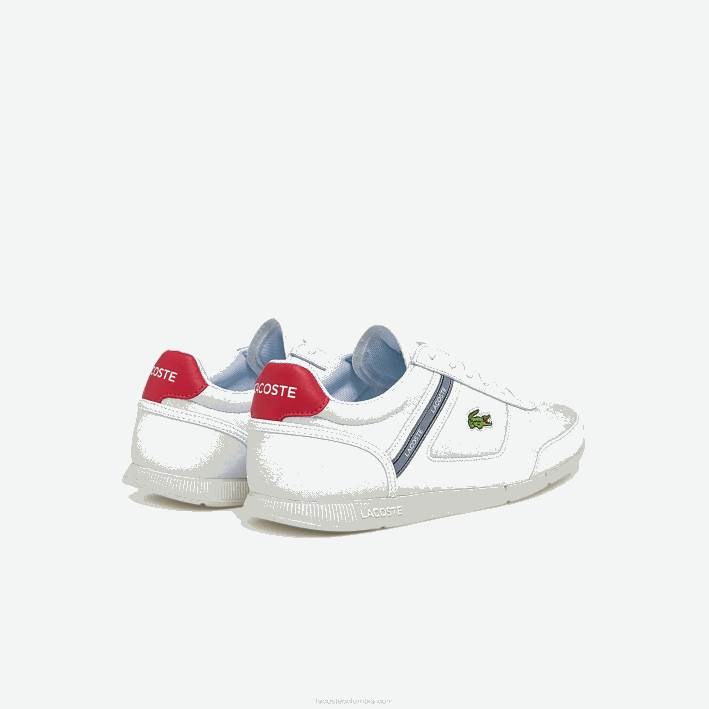 hombres Lacoste 6F241704 blanco y rojo 286 tenis menerva sport con detalle de cuero y tela