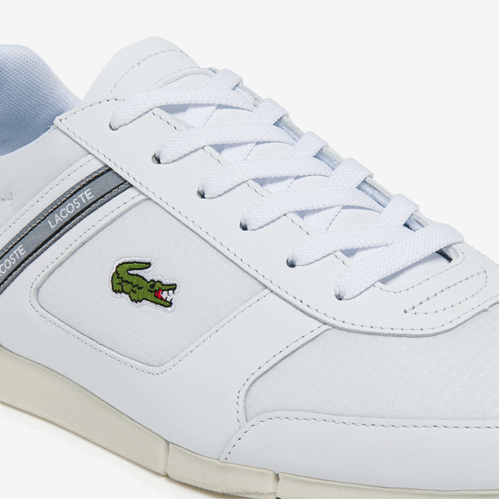 hombres Lacoste 6F241704 blanco y rojo 286 tenis menerva sport con detalle de cuero y tela
