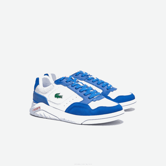 hombres Lacoste 6F241707 blanco/azul 080 tenis game advance de piel de lujo