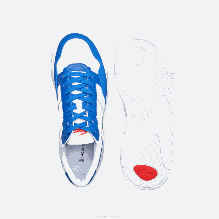 hombres Lacoste 6F241707 blanco/azul 080 tenis game advance de piel de lujo