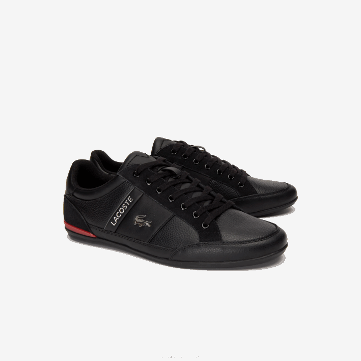 hombres Lacoste 6F241708 negro rojo 1b5 zapatillas chaymon de piel