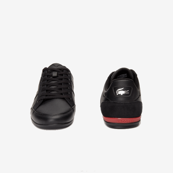 hombres Lacoste 6F241708 negro rojo 1b5 zapatillas chaymon de piel