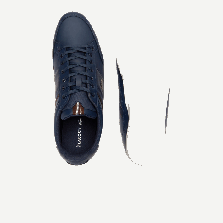 hombres Lacoste 6F241714 azul marino marron oscuro 2e6 Deportivas chaymon de piel y material sintético