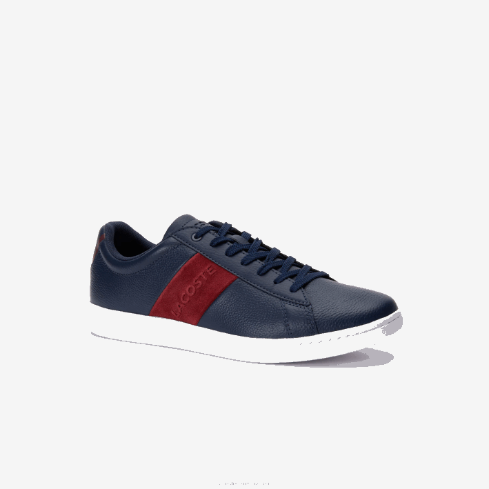hombres Lacoste 6F241717 azul marino y rojo oscuro 5a5 zapatillas carnaby evo de piel y ante
