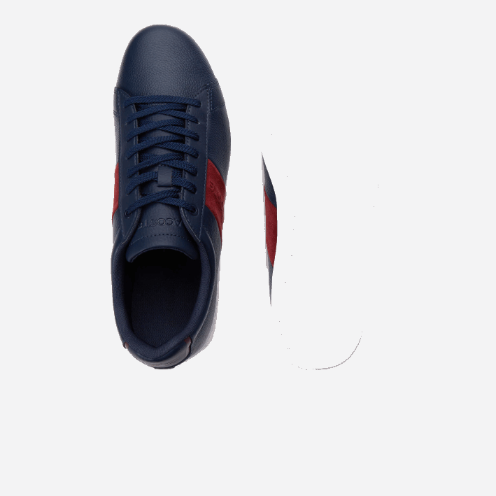 hombres Lacoste 6F241717 azul marino y rojo oscuro 5a5 zapatillas carnaby evo de piel y ante