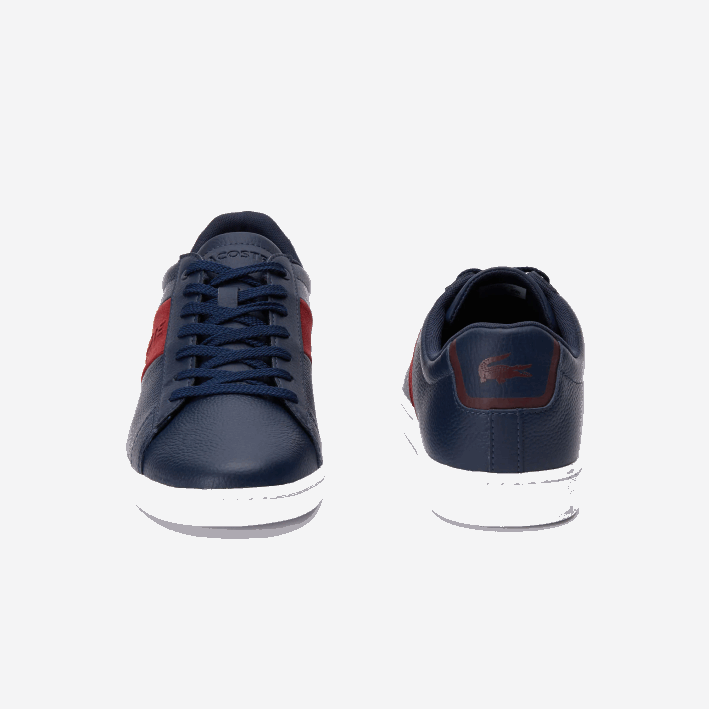 hombres Lacoste 6F241717 azul marino y rojo oscuro 5a5 zapatillas carnaby evo de piel y ante