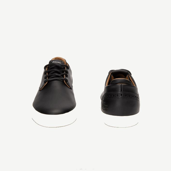 hombres Lacoste 6F241718 negro y blanco roto 454 tenis esparre club