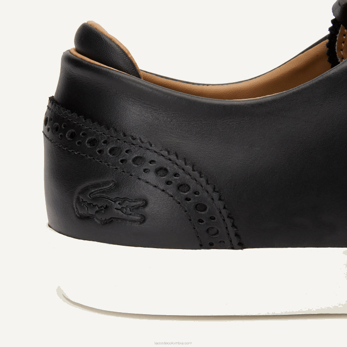 hombres Lacoste 6F241718 negro y blanco roto 454 tenis esparre club