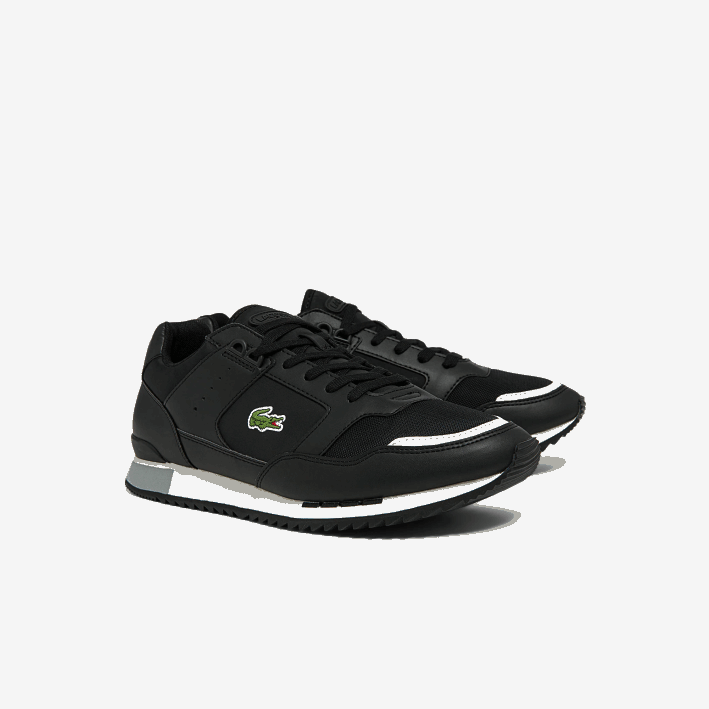 hombres Lacoste 6F241720 negro y gris 231 zapatillas deportivas partner piste de material sintético y textil