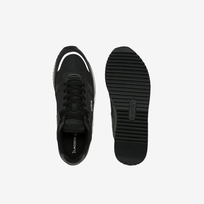 hombres Lacoste 6F241720 negro y gris 231 zapatillas deportivas partner piste de material sintético y textil