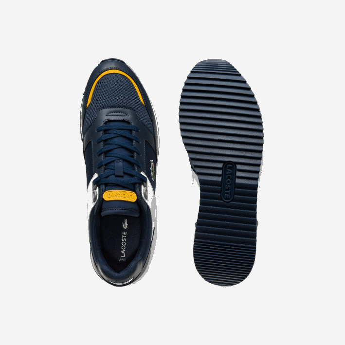 hombres Lacoste 6F241721 amarillo marino 2m3 zapatillas deportivas partner piste de material sintético y textil