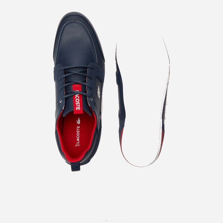 hombres Lacoste 6F241722 azul marino y rojo 144 náuticos de piel marina