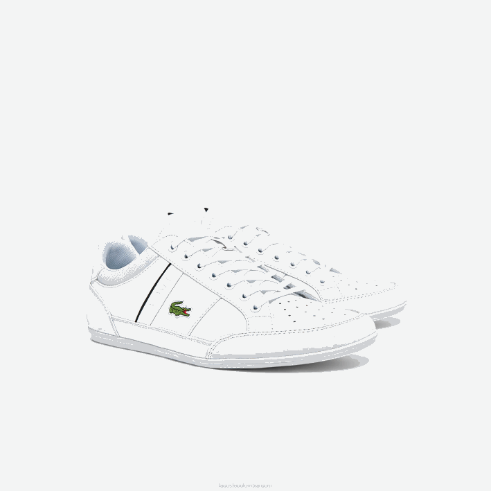 hombres Lacoste 6F241724 blanco y negro 147 zapatillas chaymon de piel y sintético