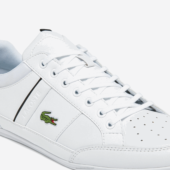 hombres Lacoste 6F241724 blanco y negro 147 zapatillas chaymon de piel y sintético