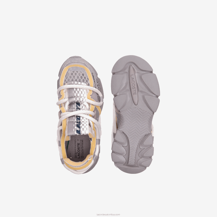 hombres Lacoste 6F241732 gris blanco 1e7 zapatillas deportivas l003 active runway textil