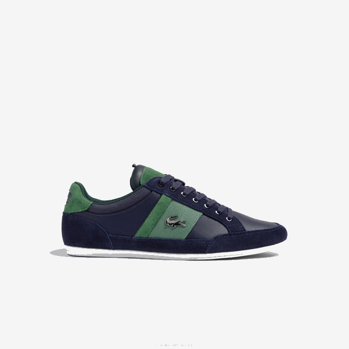 hombres Lacoste 6F241735 azul marino y verde 2s3 zapatillas chaymon de piel