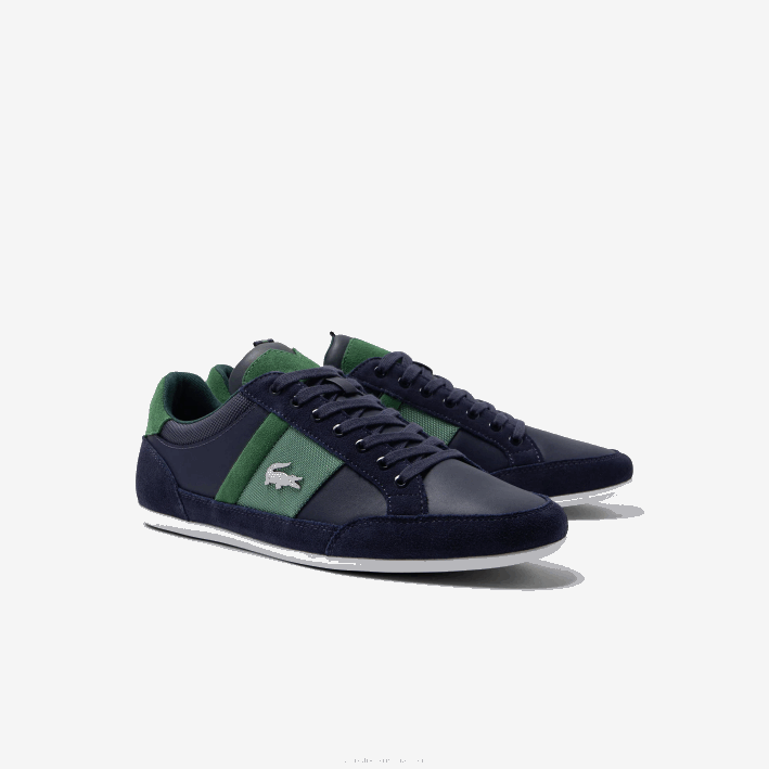 hombres Lacoste 6F241735 azul marino y verde 2s3 zapatillas chaymon de piel