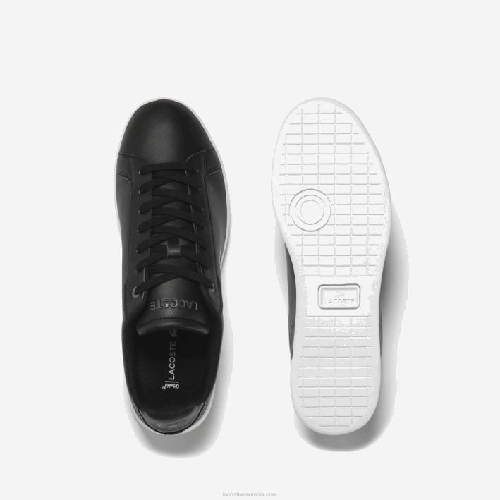 hombres Lacoste 6F241742 blanco y negro 312 zapatillas carnaby pro bl de piel a tono