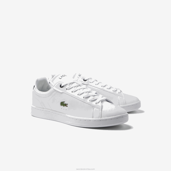 hombres Lacoste 6F241743 blanco y azul marino 042 zapatillas carnaby pro bl de piel a tono