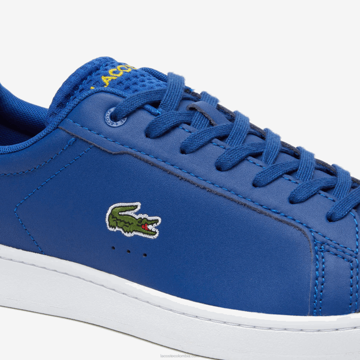 hombres Lacoste 6F241744 azul oscuro y blanco 121 zapatillas carnaby pro de piel con tacón pop