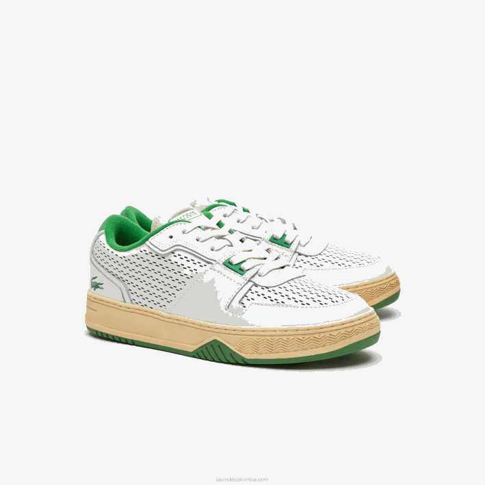 hombres Lacoste 6F241745 blanco/verde 082 zapatillas l001 de piel con tacón pop