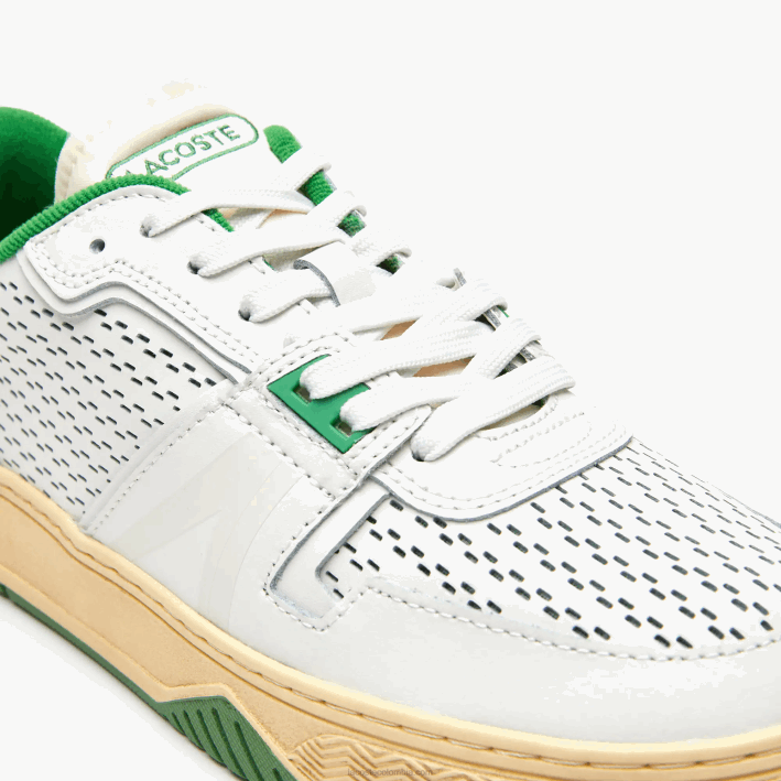 hombres Lacoste 6F241745 blanco/verde 082 zapatillas l001 de piel con tacón pop