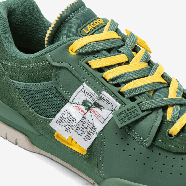hombres Lacoste 6F241749 verde 1m8 zapatillas m89 de piel y tejido